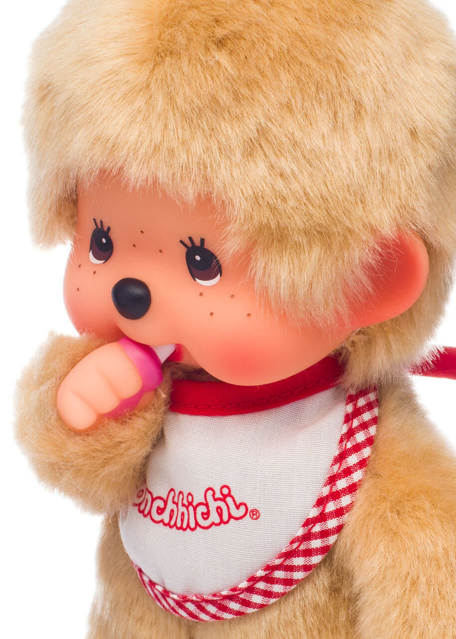 Monchhichi Beige Boy With Bib - Red/White 5139