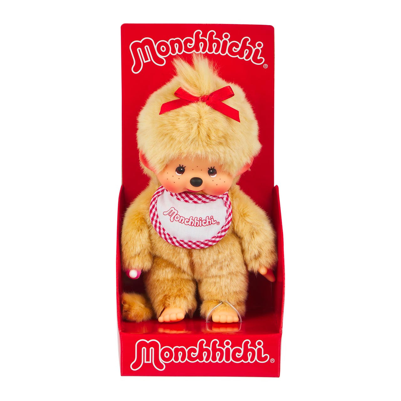 Monchhichi Beige Girl With Bib - Red/White 5146