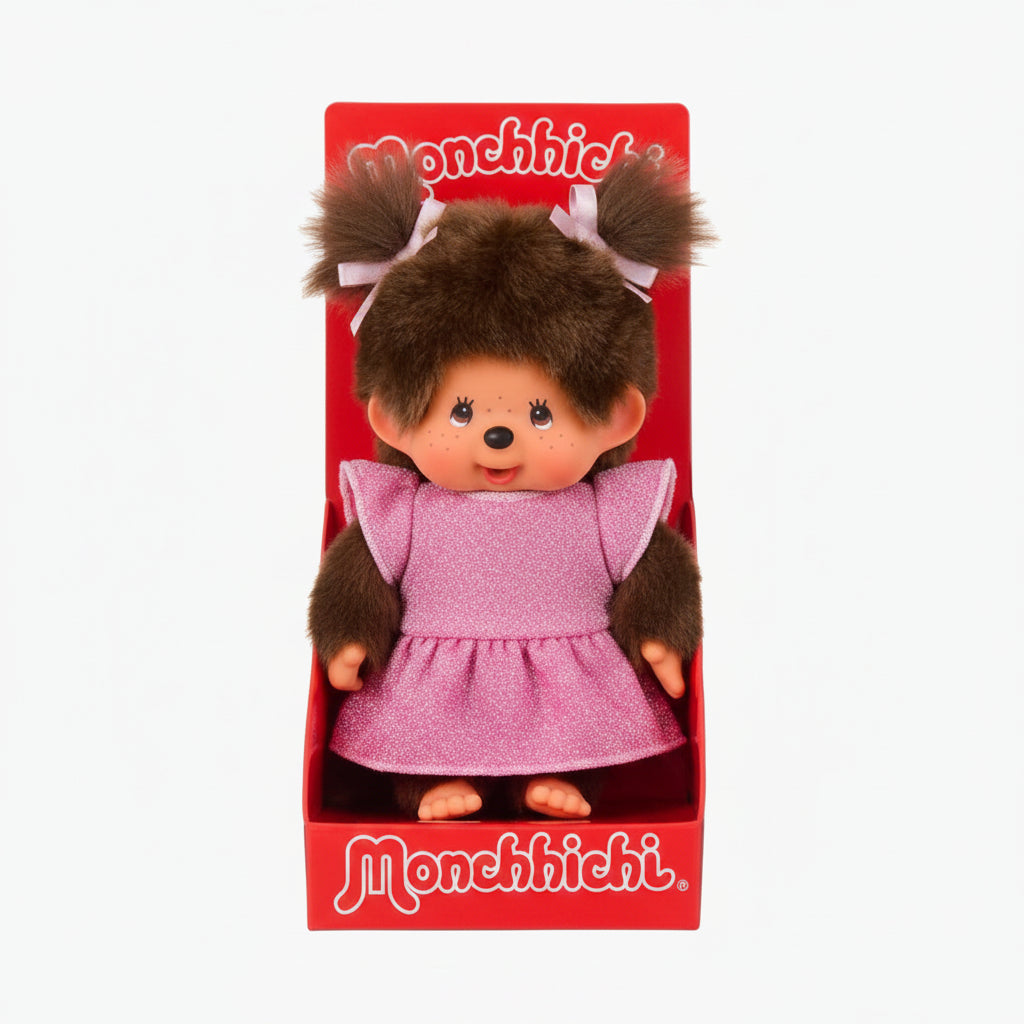 Monchhichi Pink Glitter Dress Girl 4052