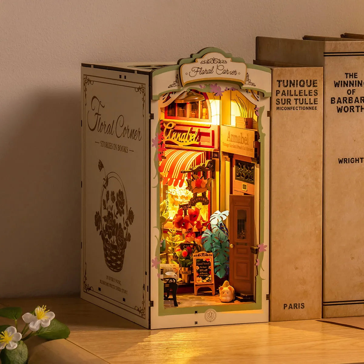 Floral Corner - Book Nook Shelf Insert 1292