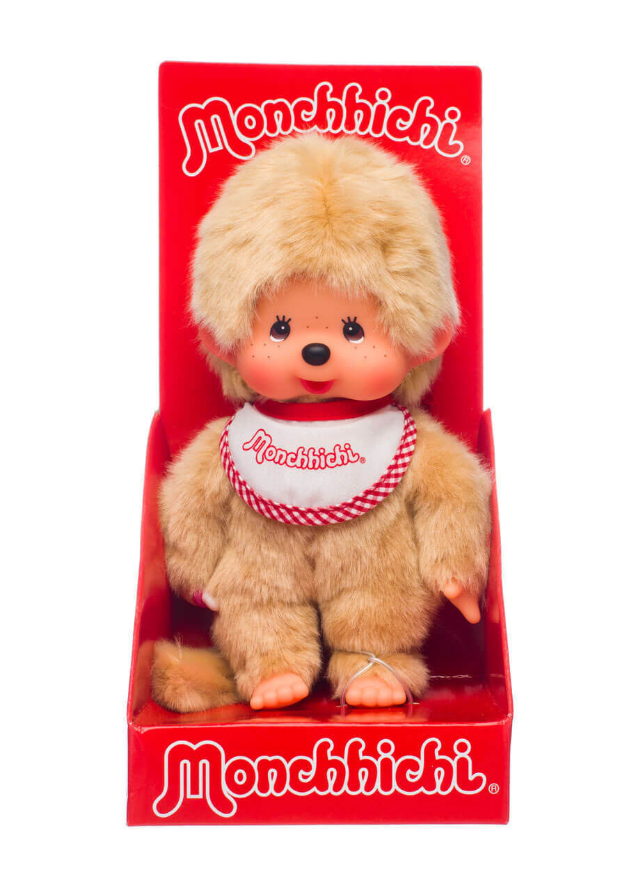 Monchhichi Beige Boy With Bib - Red/White 5139