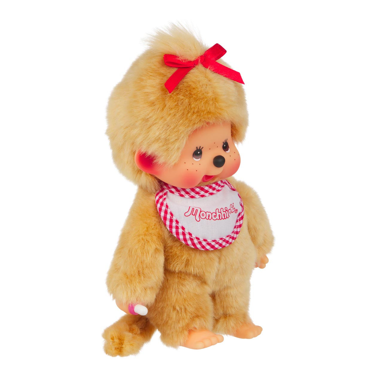 Monchhichi Beige Girl With Bib - Red/White 5146