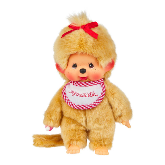 Monchhichi Beige Girl With Bib - Red/White 5146
