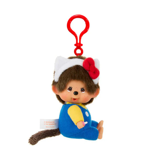 Hello Kitty x Monchhichi Big Head Plush Keychain 5134