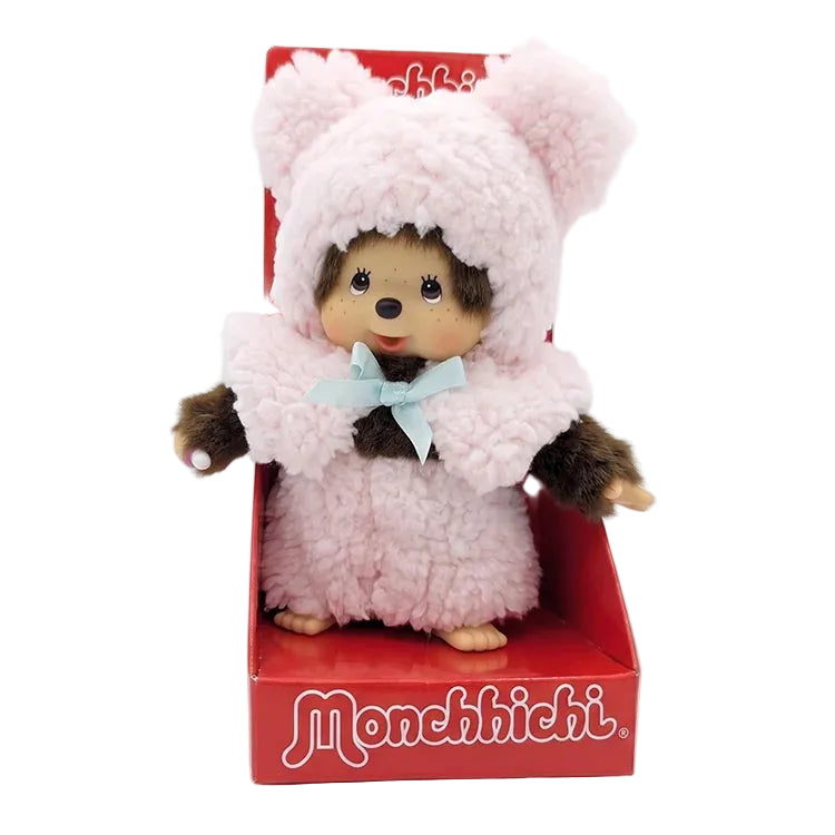 Monchhichi Pink Hoodie Bear Plush 4359