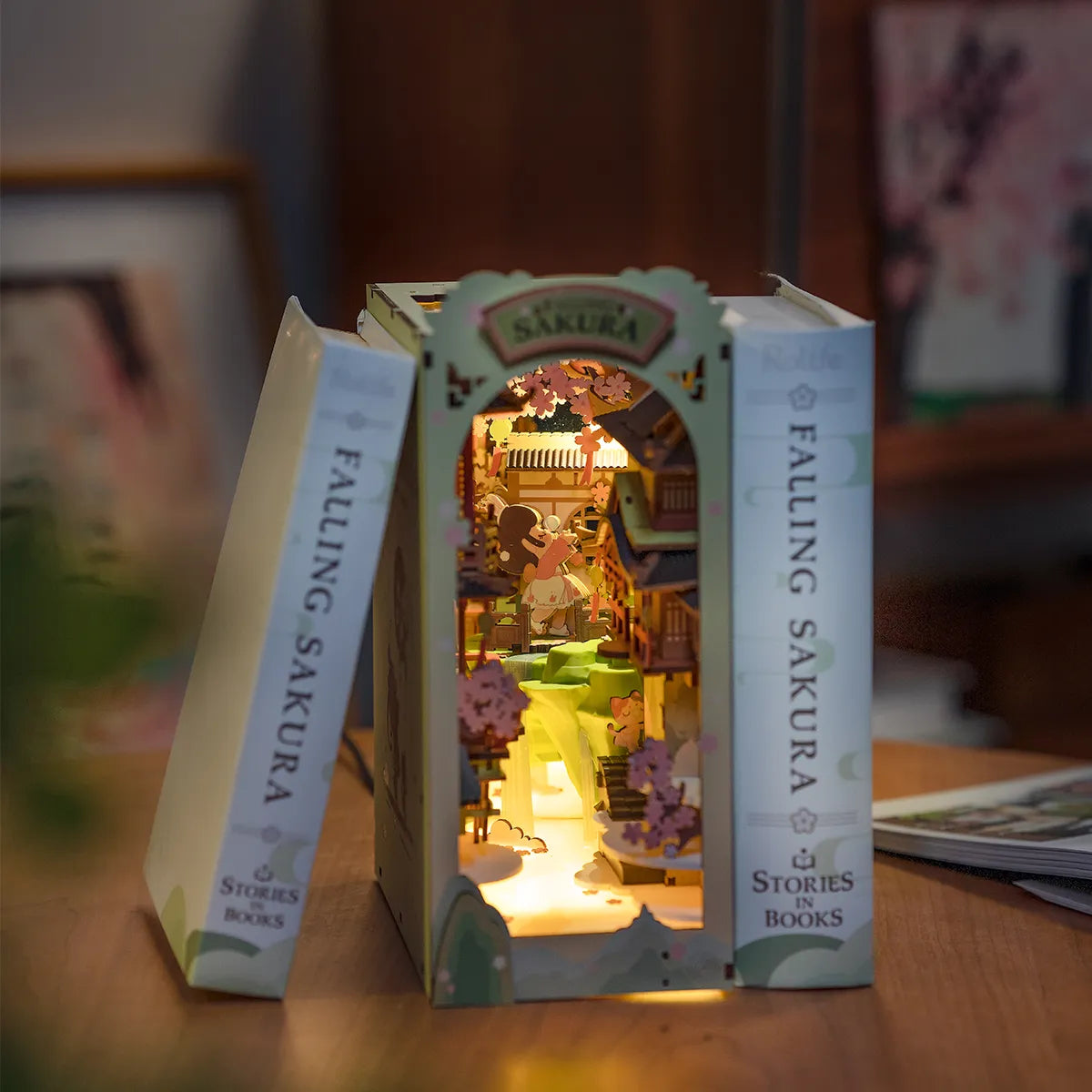 Falling Sakura  - Book Nook Shelf Insert 8865