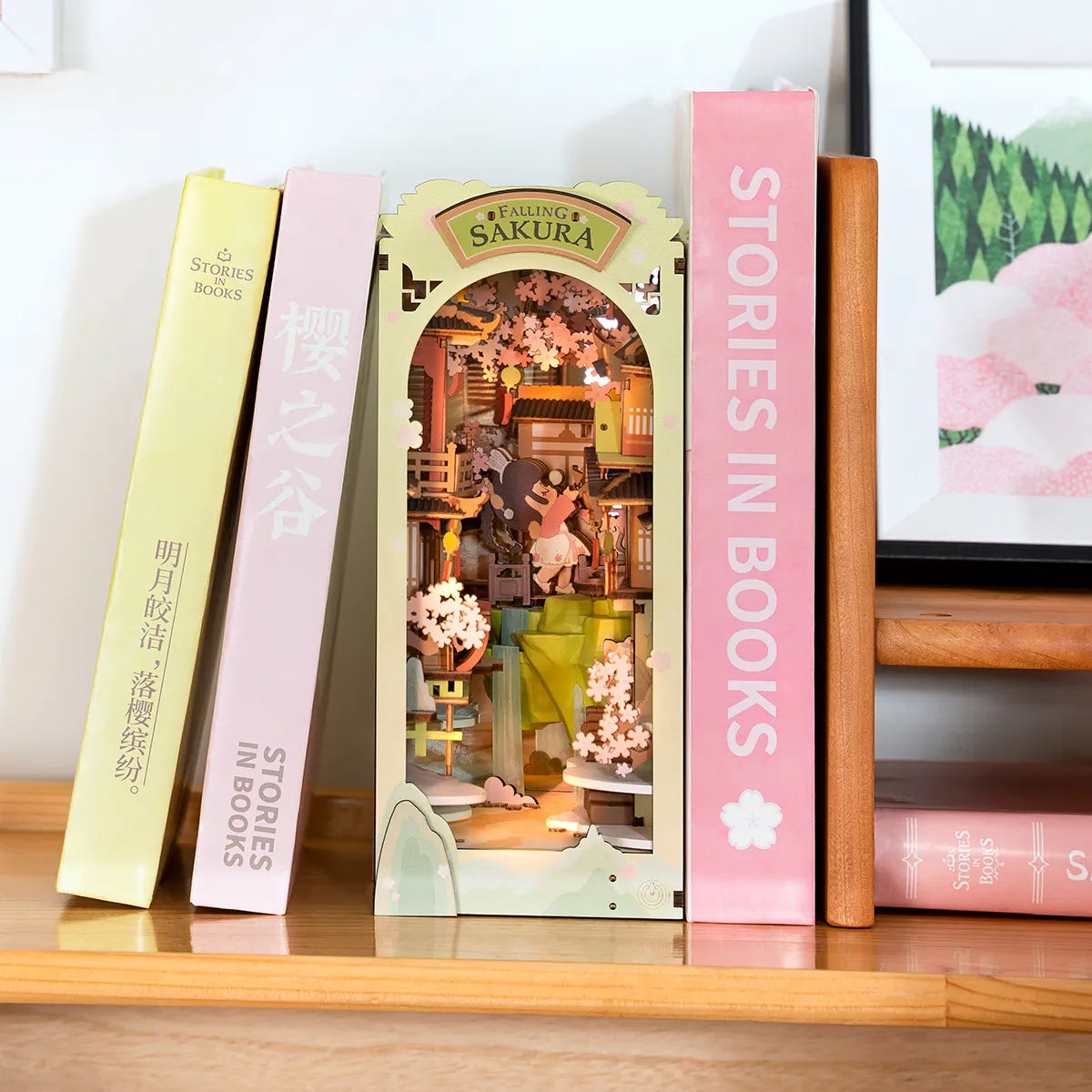 Falling Sakura  - Book Nook Shelf Insert 8865