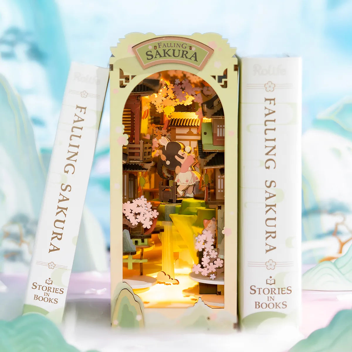 Falling Sakura  - Book Nook Shelf Insert 8865