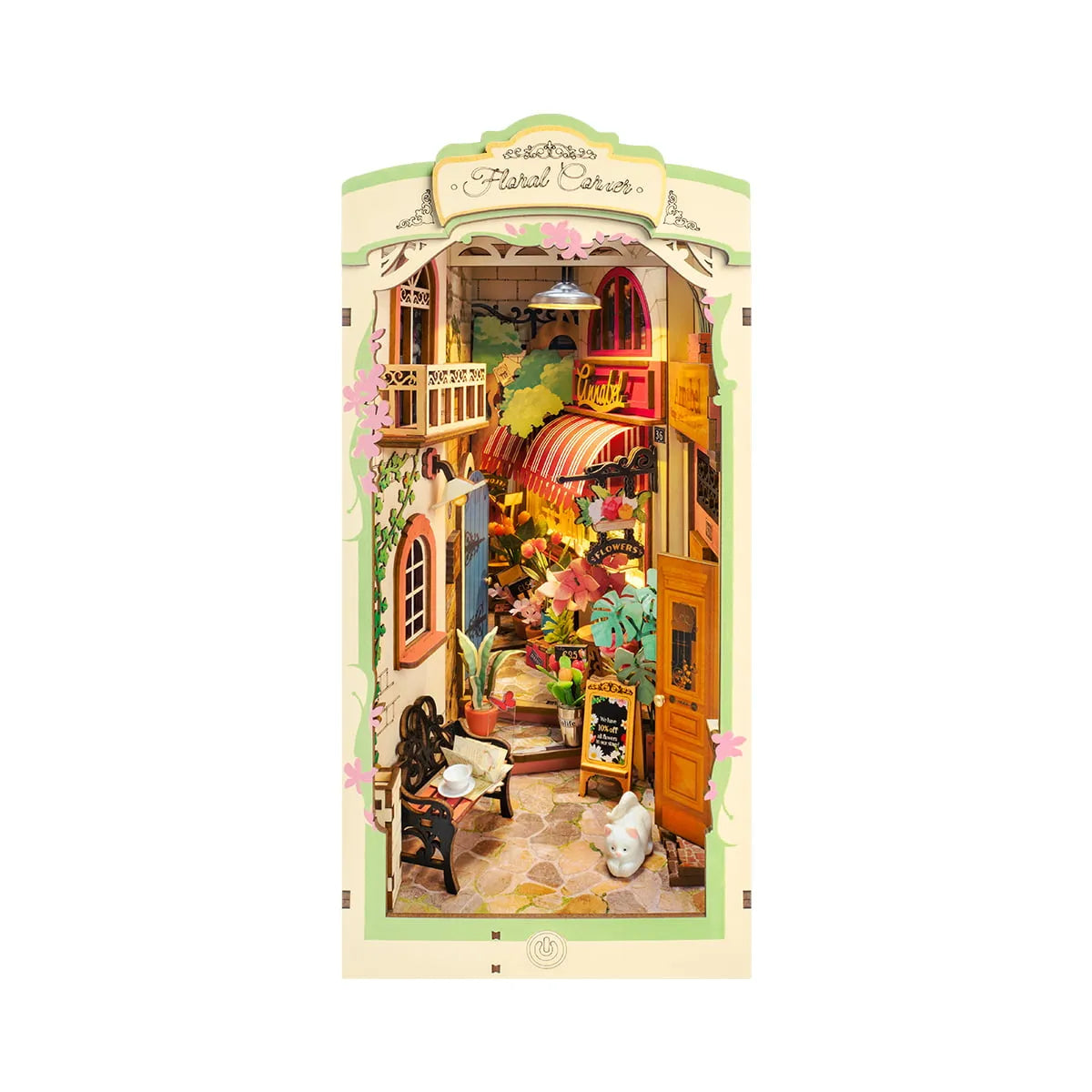 Floral Corner - Book Nook Shelf Insert 1292