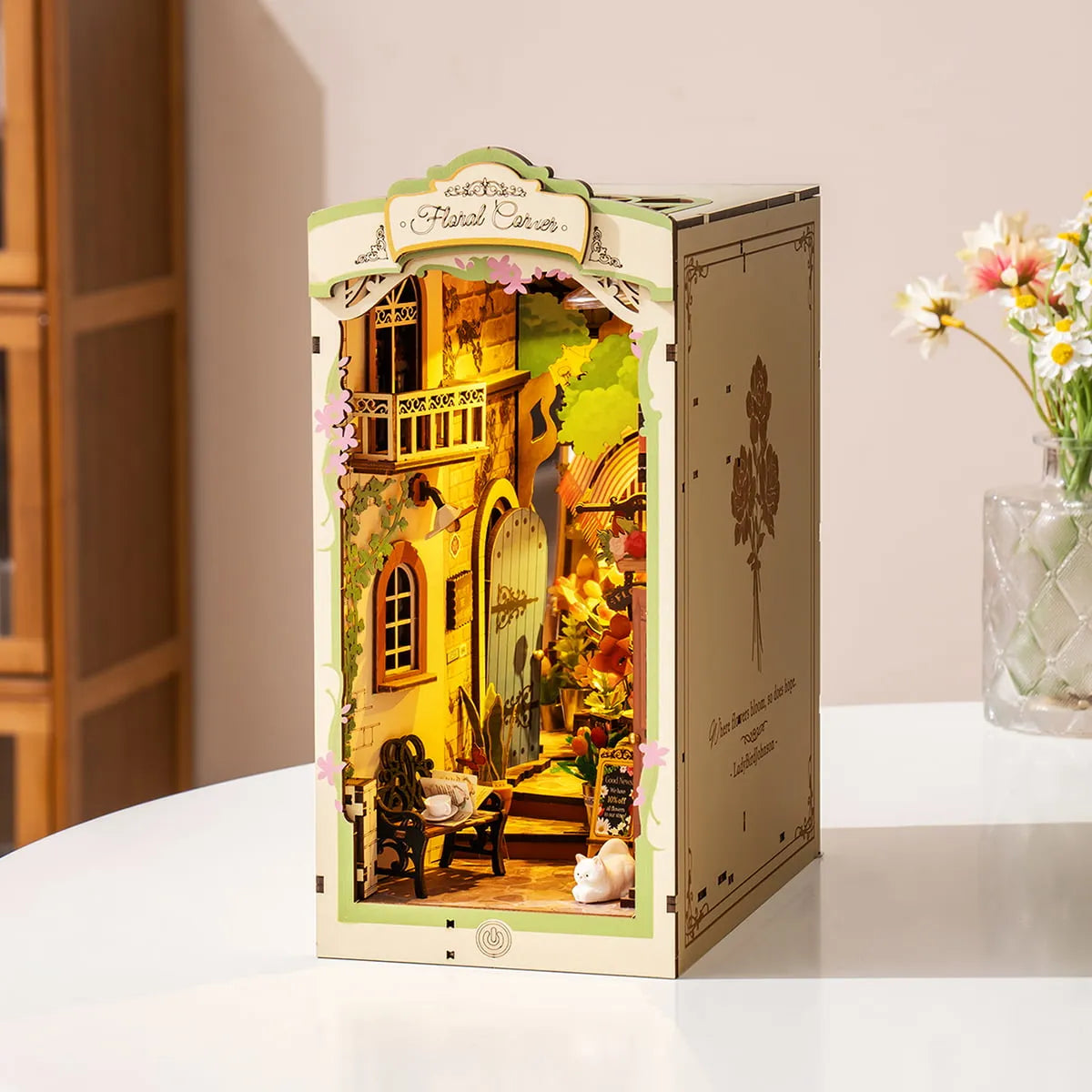 Floral Corner - Book Nook Shelf Insert 1292