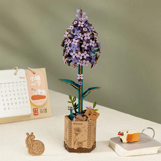 Lilac Wooden Flower Bouquet - 3D Wooden Puzzle 1199