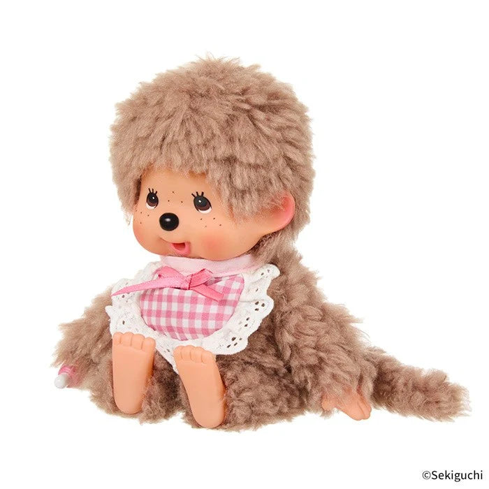 Monchhichi Fluffy Sweet Brown Plush - Pink Bib 1297