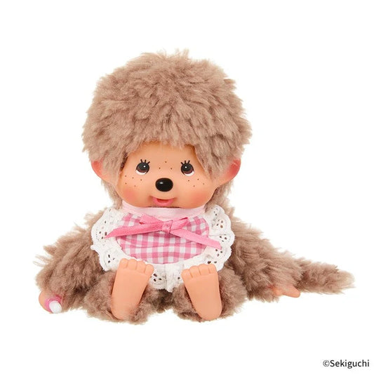 Monchhichi Fluffy Sweet Brown Plush - Pink Bib 1297